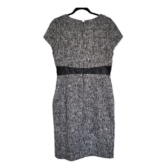 DE Collection Tweed Faux Leather Trim Knee Length Sheath Dress Women Sz 12 - Picture 4 of 7
